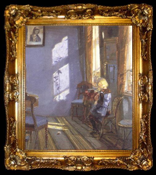framed  Anna Ancher Sunshine in the Blue Room (nn02), ta009-2